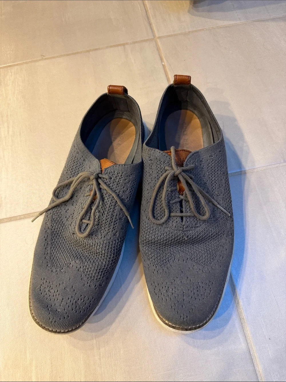 Men's Knit Lace-Up Dress Shoes - Blue-gray (Cole Haan)